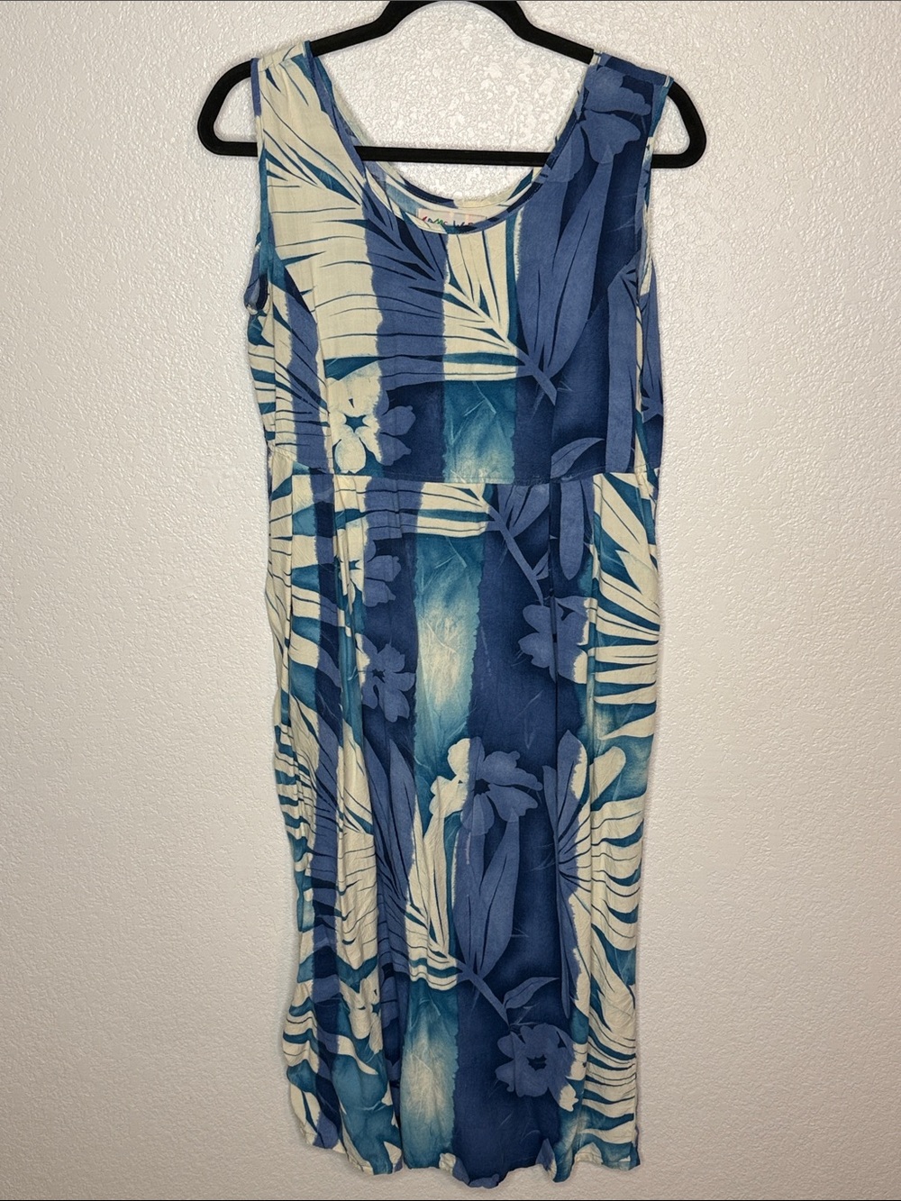 Jams World Blue Vera Veranda Tropical Midi Dress With Pockets Size Medium